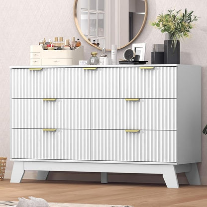 Fluted Dresser for Bedroom, 7 Drawer Dresser for Closet, Storage Cabinet and by Thacuok