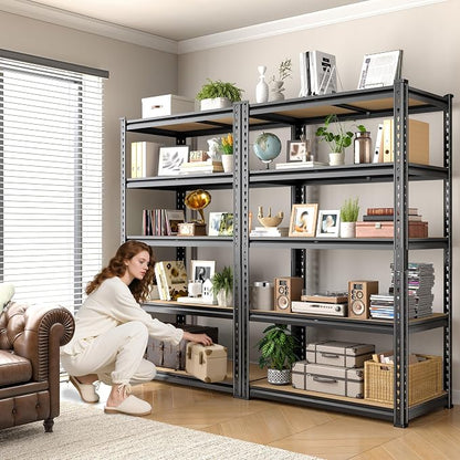 Set of 2 Storage Shelves 27.7"W Metal Shelving 2010LBS Garage Shelving Heavy - Image 6