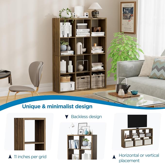 12-Cube Storage Organizer, Wooden Cube Shelf Bookcase - Image 6