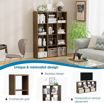 12-Cube Storage Organizer, Wooden Cube Shelf Bookcase - Image 6