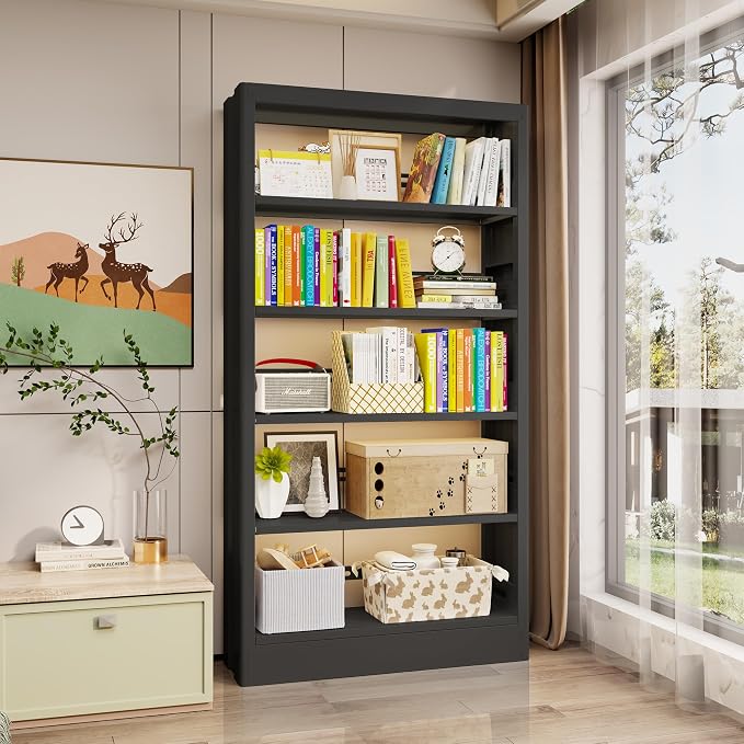 Heavy Duty Metal Bookshelf, 71” Tall 5-Tier Bookcase, Thickened 300LB Capacity - Image 8