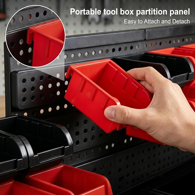 60Pcs Plastic Wall Mounted Storage Bins Parts Rack Nuts And Bolt Bins Organizer - Image 4