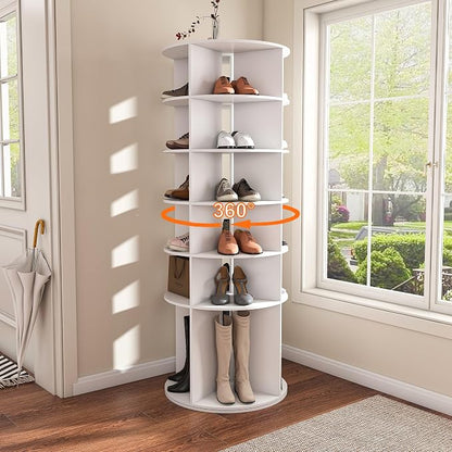 6-Tire Round Rotating Shoe Rack, 360°Spinning Shoe Display, Shoe Organizer by Creatingcomfortableliving