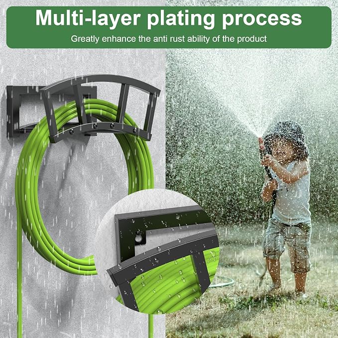 OLV Garden Hose Holder Wall Mounted, Outdoor Heavy Duty Metal Water Hose Holder - Image 6