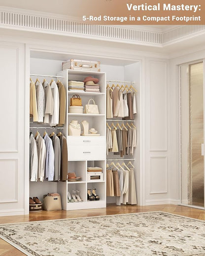 Besiost Small Closet System, 3.2-6.8FT Small Closet Organizer - Image 8