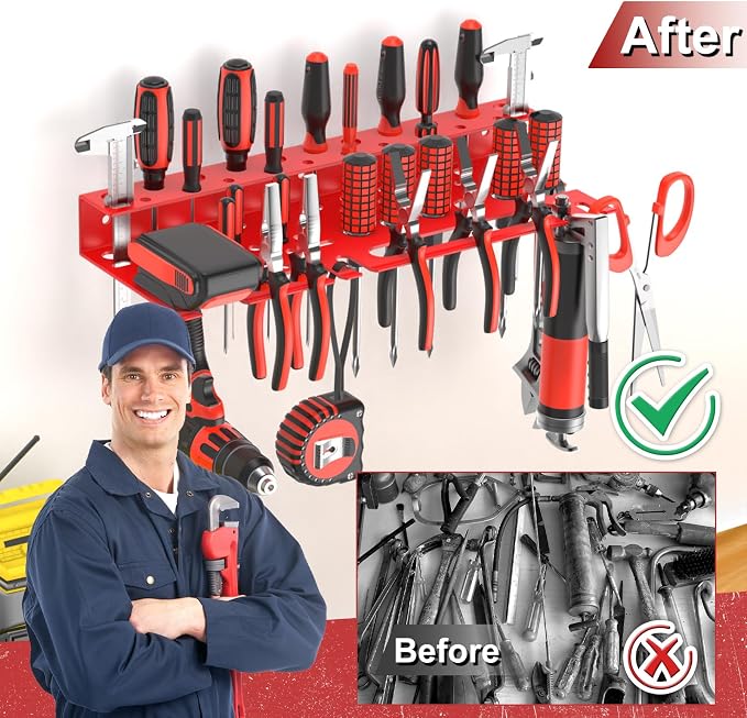 Metal Screwdriver Organizer, Wall Mount Plier Organizer Hammer Holder, Hand - Image 4