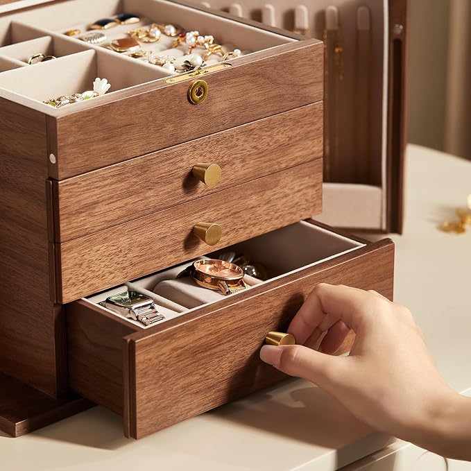 Black Walnut Wooden Jewelry Box, Wood Jewelry Organizer - Image 5