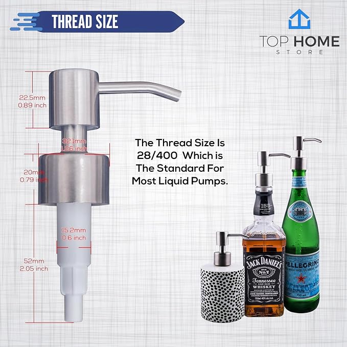 Stainless Steel Soap & Lotion Dispenser Pumps, Brushed Nickel Replacement - Image 2