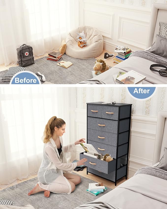 Fabric Dresser with 7 Drawers, Vertical Storage Tower | Sturdy Steel Frame - Image 4