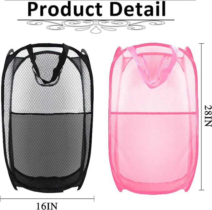 Collapsible Pop Up Laundry Hamper, Extra Large Mesh Foldable Laundry Basket Bag - Image 2