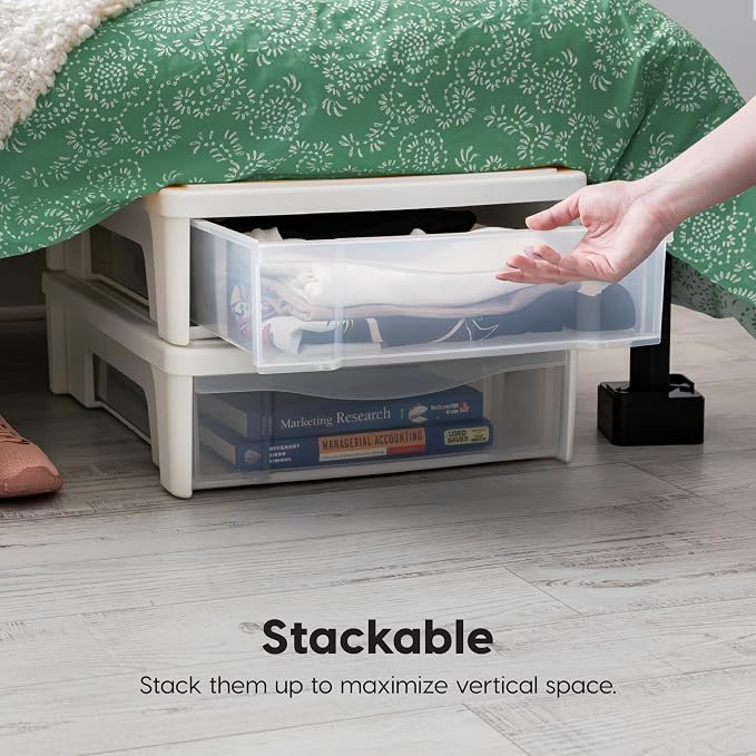 IRIS USA 22 Qt Under Bed Storage, Stackable Organizer Bin Plastic Container - Image 8