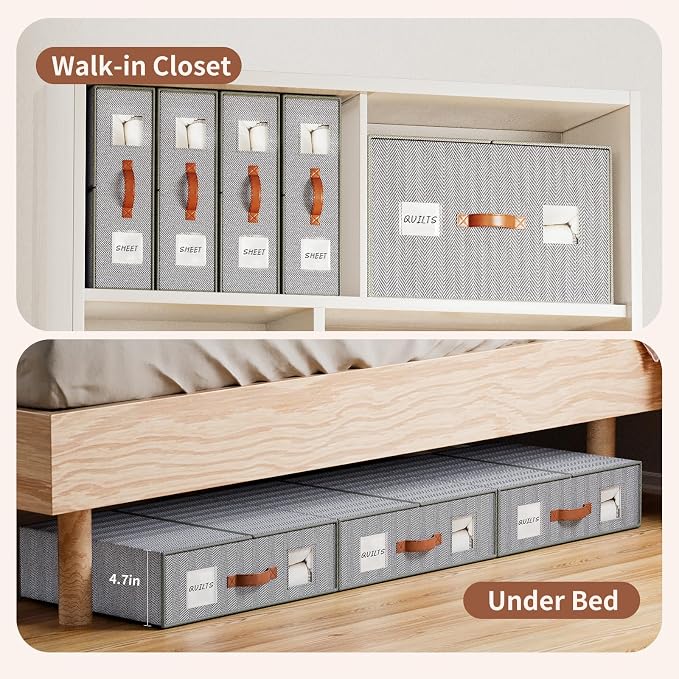 4 Pack Bed Sheet Storage Organizers- Premium Fabric Closet Organizer - Image 3