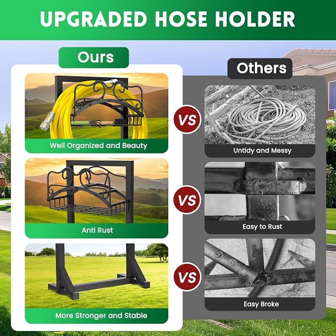 Garden Hose Holder, Heavy Duty Metal Water Hose Holder - Image 4