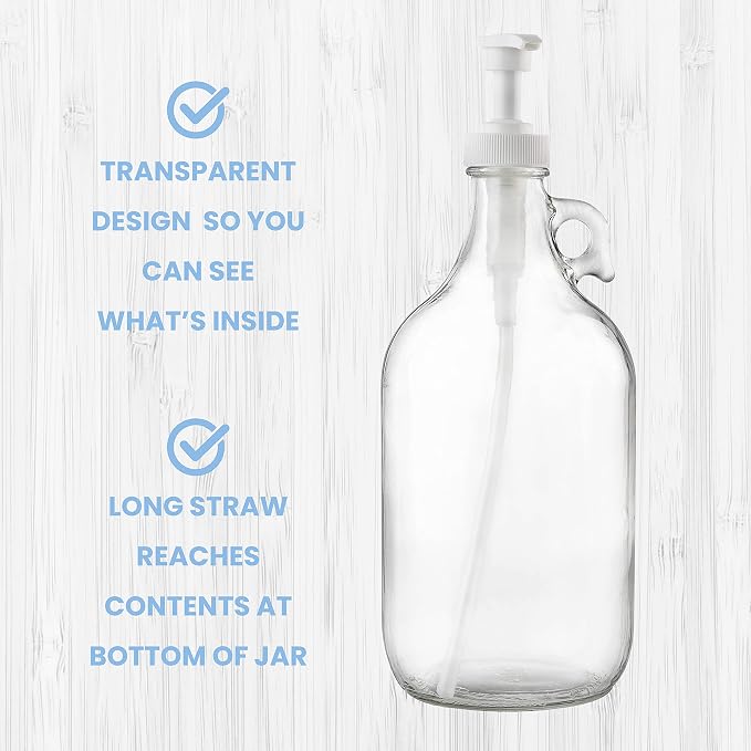 kitchentoolz Half Gallon Glass Laundry Detergent Dispenser- Large Jug - Image 3