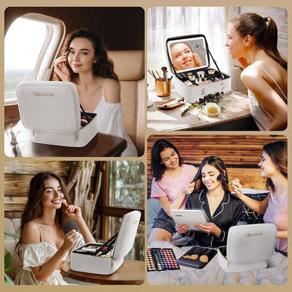 JUSRON Travel Makeup Bag With LED Mirror, Cosmetic Train Case with Light up - Image 7