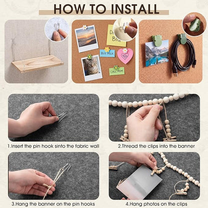 Sieral 48 Pcs Office Cubicle Decor Set, Boho Hanging Photo Display - Image 5