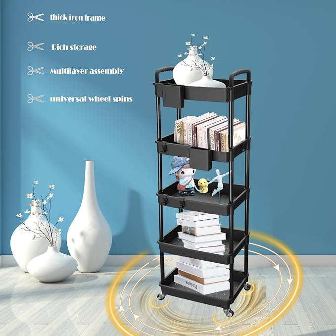 5 Tier Rolling Utility Cart - Image 3