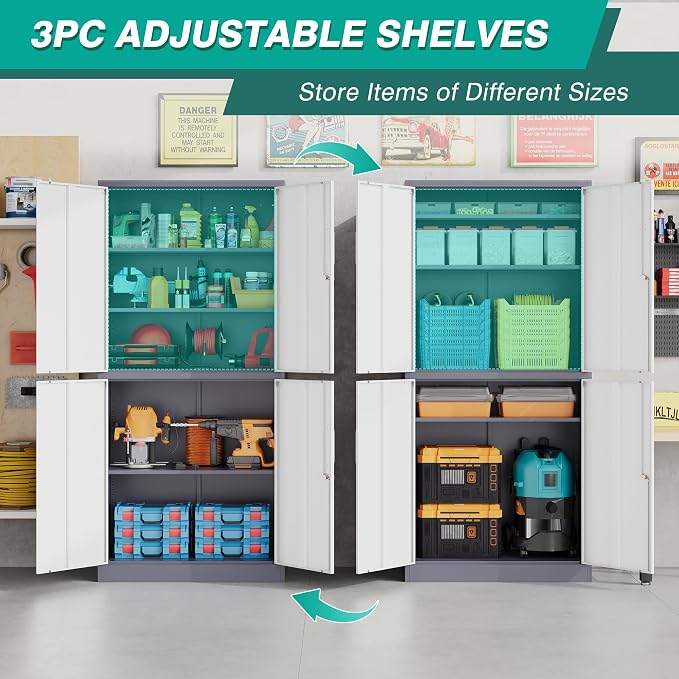 Metal Storage Cabinets with Doors and Shelves, Tall Storage Cabinets with Lock - Image 5