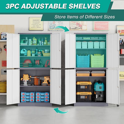 Metal Storage Cabinets with Doors and Shelves, Tall Storage Cabinets with Lock - Image 5