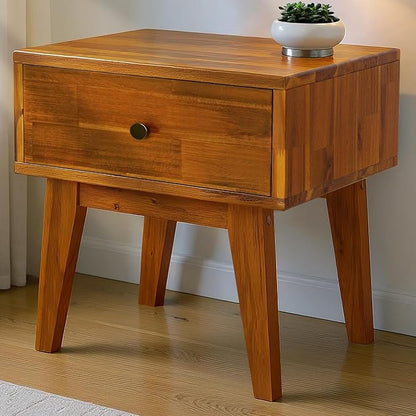 Acacia Sofia Nightstand with Drawer, Bedside Table, Solid Wood Bedside End by AACACIAFURNITURE