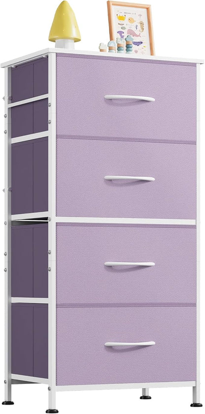 WLIVE Small Dresser Nightstand for Bedroom, 4 Drawers, Space-saving tower by WLIVE