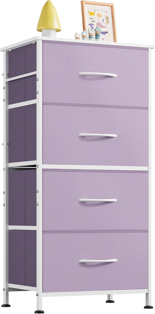 WLIVE Small Dresser Nightstand for Bedroom, 4 Drawers, Space-saving tower by WLIVE