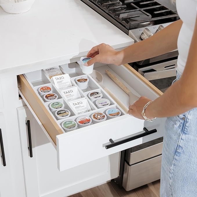 KitchenEdge Tea Bag and Coffee Pod Kitchen Drawer Organizer, Expandable 9.7 to - Image 7