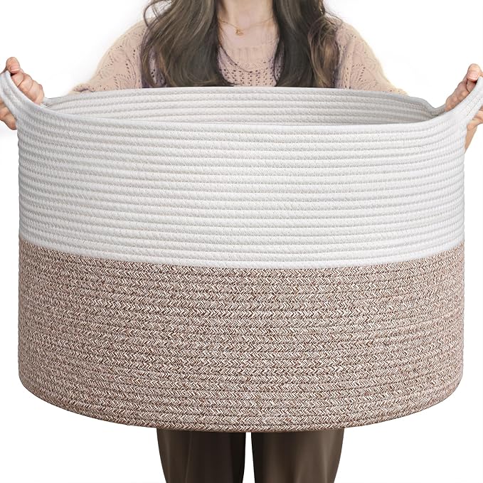 INDRESSME Large Blanket Basket, Laundry Toy Storage Baskets, Decorative Woven by INDRESSME