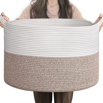 INDRESSME Large Blanket Basket, Laundry Toy Storage Baskets, Decorative Woven by INDRESSME