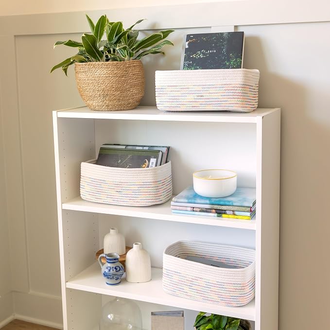 NaturalCozy 13.5”x8.5”x5.5” Rectangle Storage Baskets - Image 3