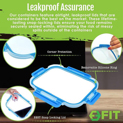 FIT Strong & Healthy Glass Meal Prep Containers - Image 4