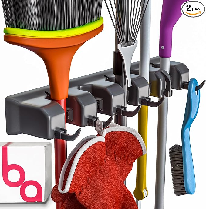 EXTRA GRIP Mop & Broom Holder Wall Mount by BerryAve