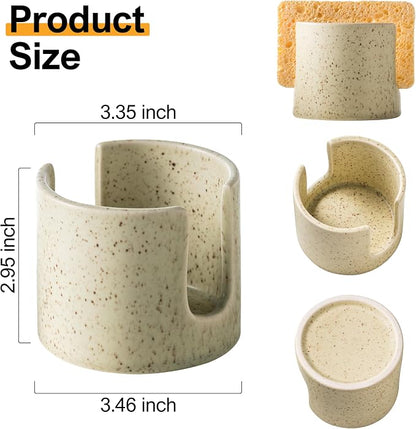 Sponge Holder for Kitchen Sink, Ceramic Dish Sponge Holder Sink Caddy Compact - Image 3