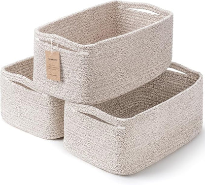 3-Pack Small Storage Baskets for Organizing | Woven Shelf Toy Basket | Rope by MaxuniTechLife