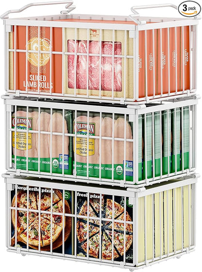 Freezer Organizer Bins, Enlarged Stackable Deep Chest Freezer Organizer Bins by MSERCUOR