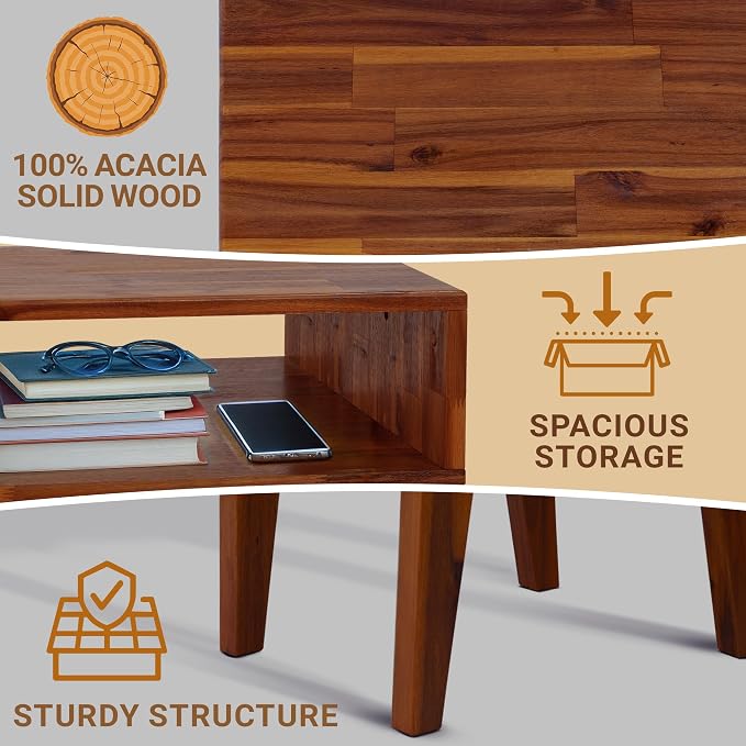Acacia Serena Nightstand Solid Wood Nightstand - Image 2