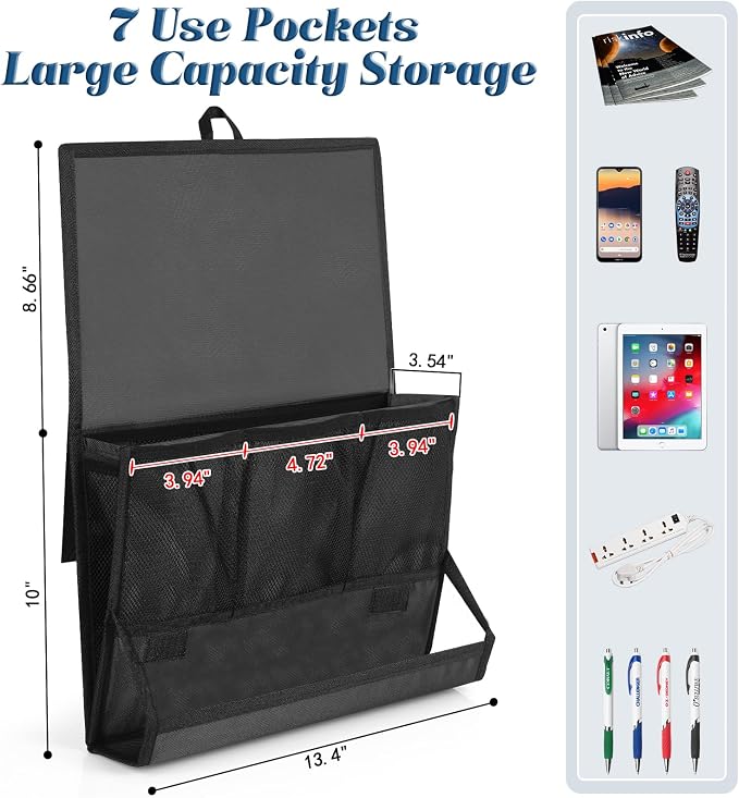 Bedside Storage Organizer with Power Strip Holder and Adjustable Straps Bed - Image 2