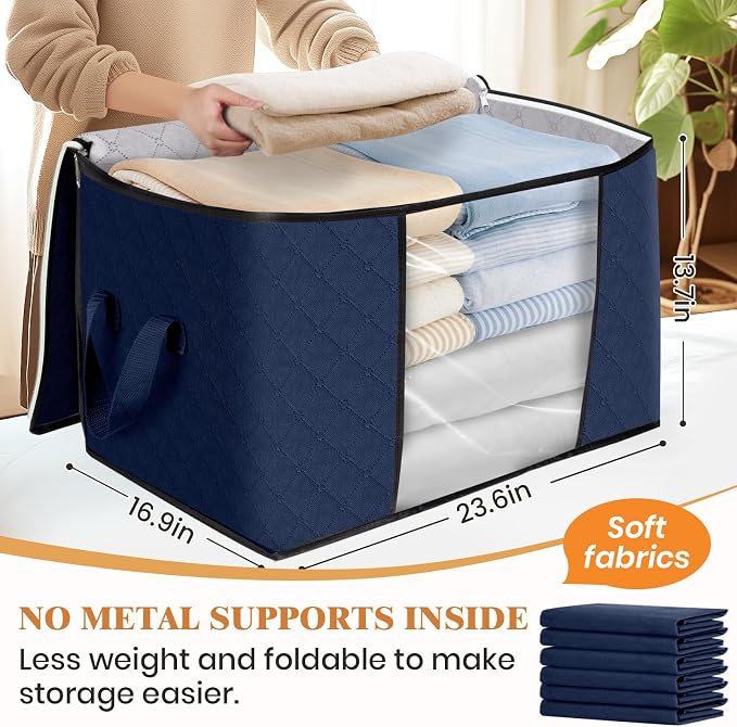 Fab totes 24 Gallons Clothes Storage, Foldable Thick Fabric Blanket Storage Bags - Image 2