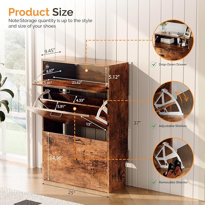 VINGLI Shoe Cabinet Storage for Entryway Ultra Slim - Image 2