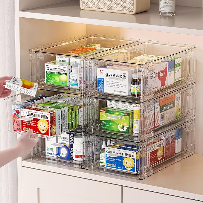 clear Drawer-Type Plastic Storage Box Bins Organizer，Family First Aid Kits - Image 2