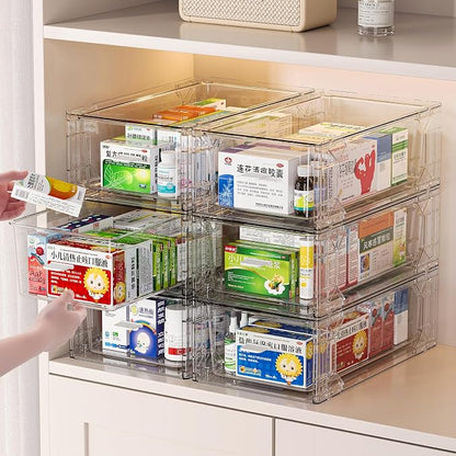 clear Drawer-Type Plastic Storage Box Bins Organizer，Family First Aid Kits - Image 2