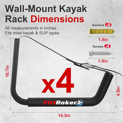 Kayak Storage Rack – 100LB Heavy Duty Kayak Wall Mount - Image 4