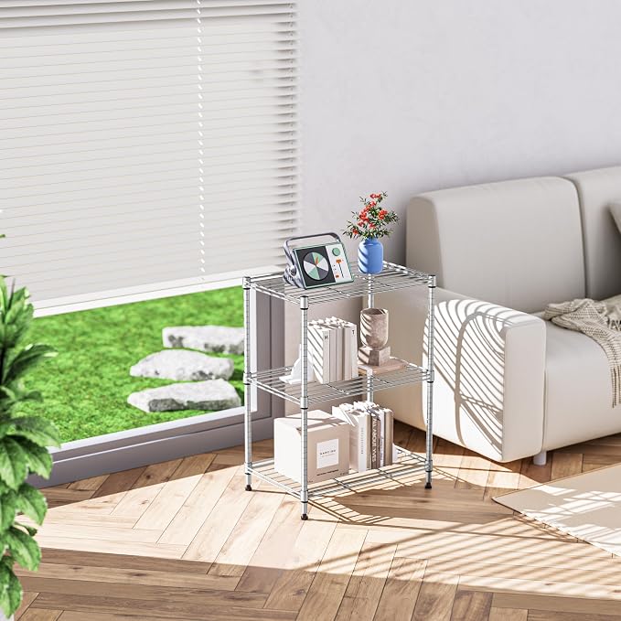 IZEUK 3 Tier Shelf, Heavy Duty Steel Wire Shelving Unit - Image 2