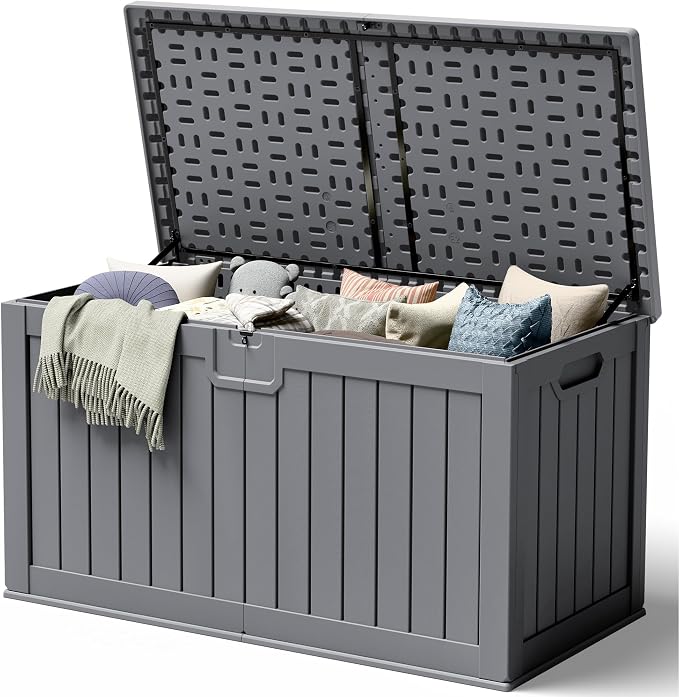 240 Gallon HDPE Deck Box Outdoor Indoor Waterproof Storage Box by Acurax