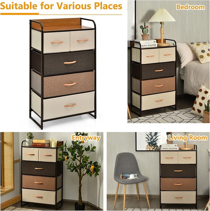 Giantex 5-Drawer Fabric Dresser - Image 9