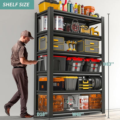 82" H Garage Shelving, 6 Tier Adjustable Heavy Duty Storage Shelves, 2500Lbs - Image 3