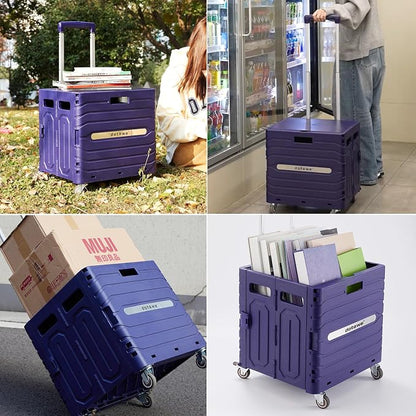 Folding Utility Cart Portable Rolling Crate Handcart Foldable Shopping Trolley - Image 7