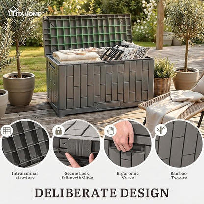 YITAHOME 60 Gallon Resin Deck Box, Weather Resistant Outdoor Rattan Storage Box - Image 3