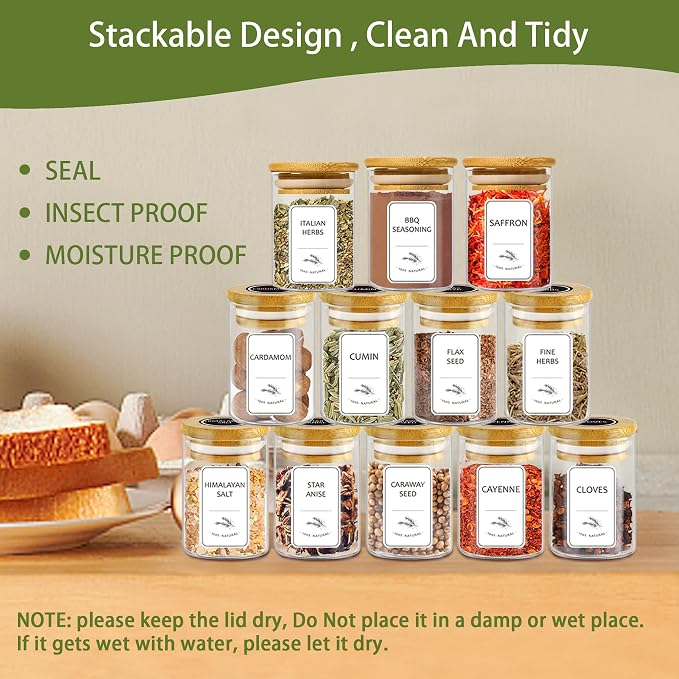 SLifeJars-Spice Jars with Label, 4 oz 24 pcs Spice Containers Glass Jars with - Image 5