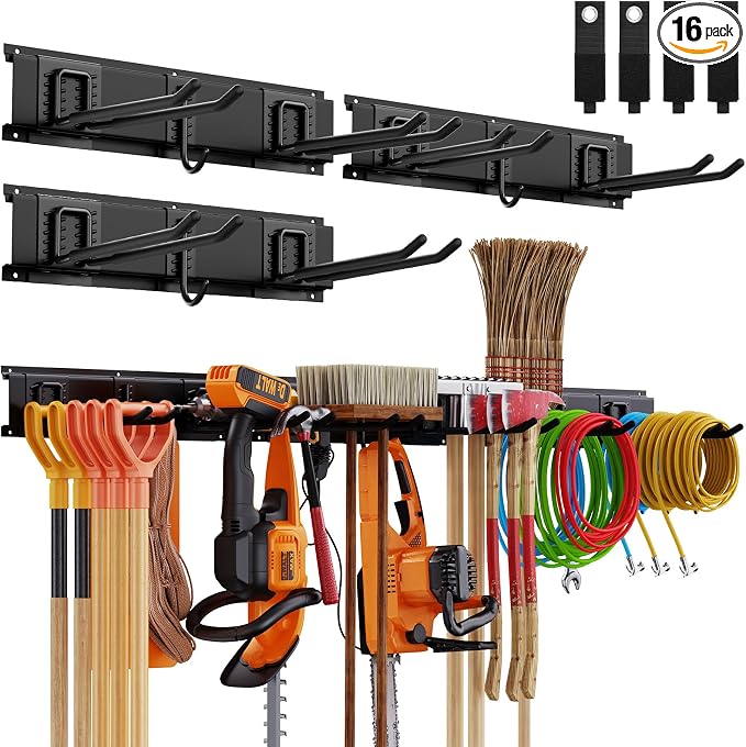 Garage Organzier Wall Mount, 48 Inch Garden Tool Organizer, Adjustable Tool by Waturis